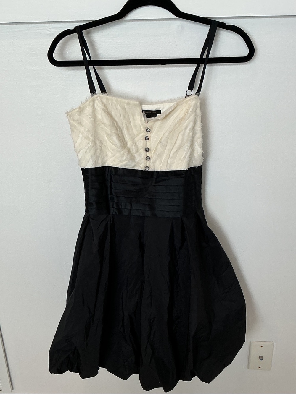 BCBGMaxAzria Black and Cream Spaghetti-Strap Cocktail Dress